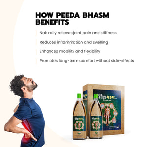 Vanvasi Ayurveda Peeda Bhasm Oil is the Best oil for knee pain & arthritis relief. It is a fast-absorbing Ayurvedic oil for joint pain made from 20+ herbs like Ashwagandha, Kalonji & Nagarmotha. It relieves knee, bone & muscle pain, reduces inflammation, and improves flexibility.