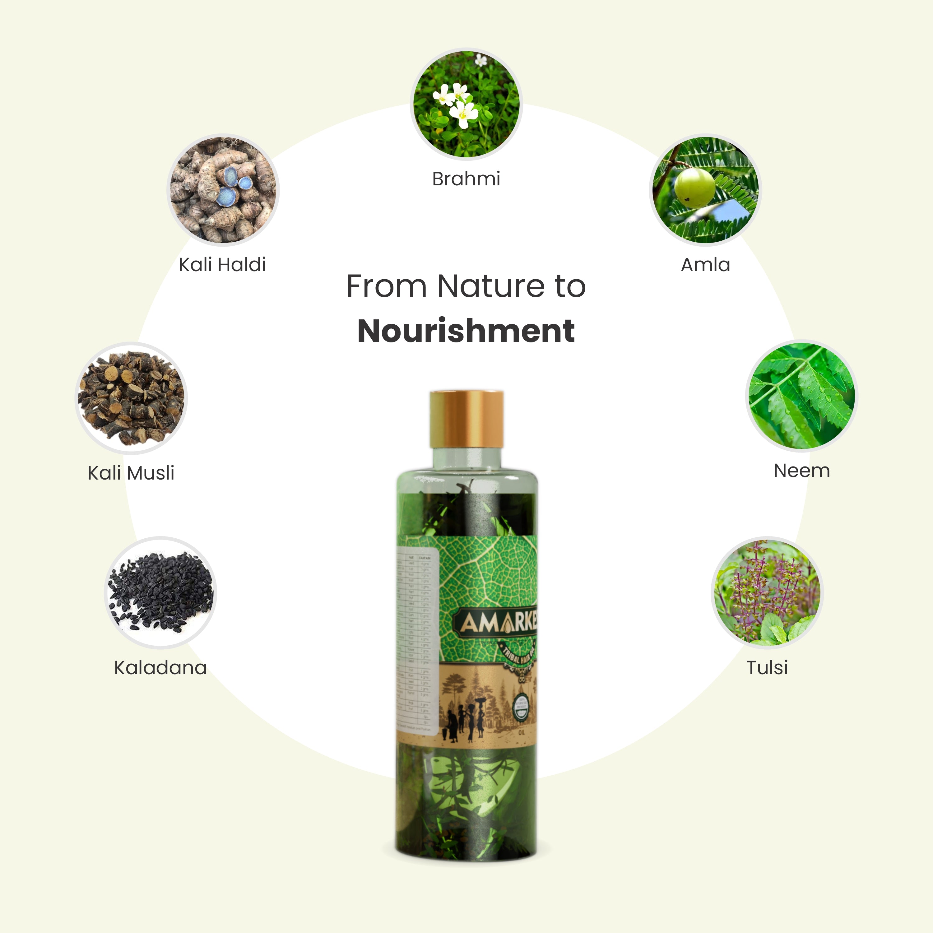 Vanvasi Ayurveda Amarkesh Tribal Hair Oil, made with Bhringraj, Amla & Brahmi, promotes hair growth, controls hair fall & treats gray Hair. This herbal Ayurvedic hair oil nourishes the scalp, strengthens roots & adds shine to hair. Best hair oil for hair growth & care.

