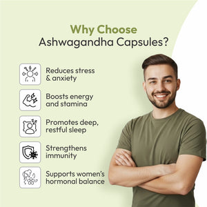 Ashwagandha capsules help reduce stress and anxiety, promote deeper and restful sleep, boosts energy and stamina, and supports a stronger immune system. A natural daily supplement to keep your mind calm, body energized, and overall health balanced.