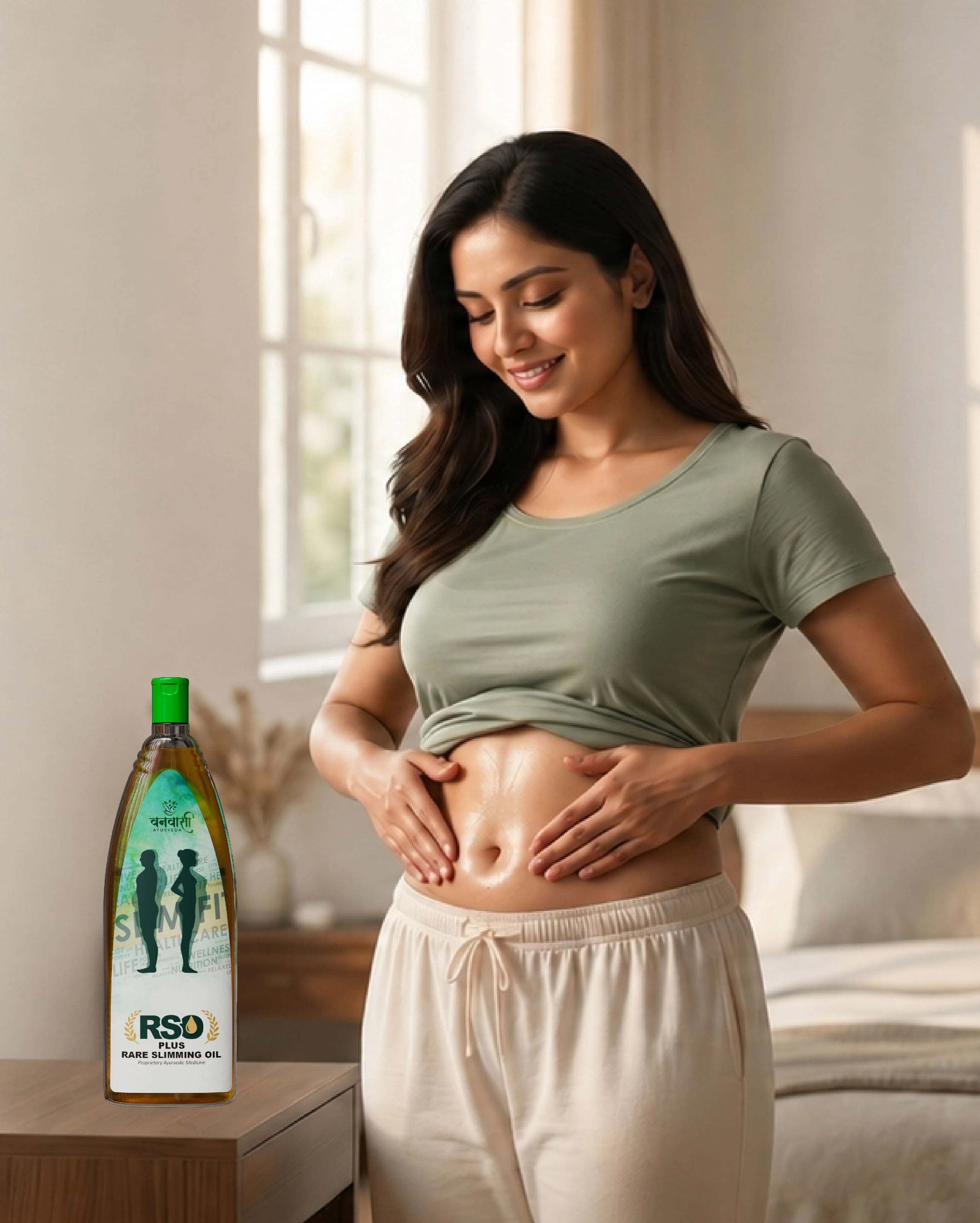 Woman holding RSO Oil bottle