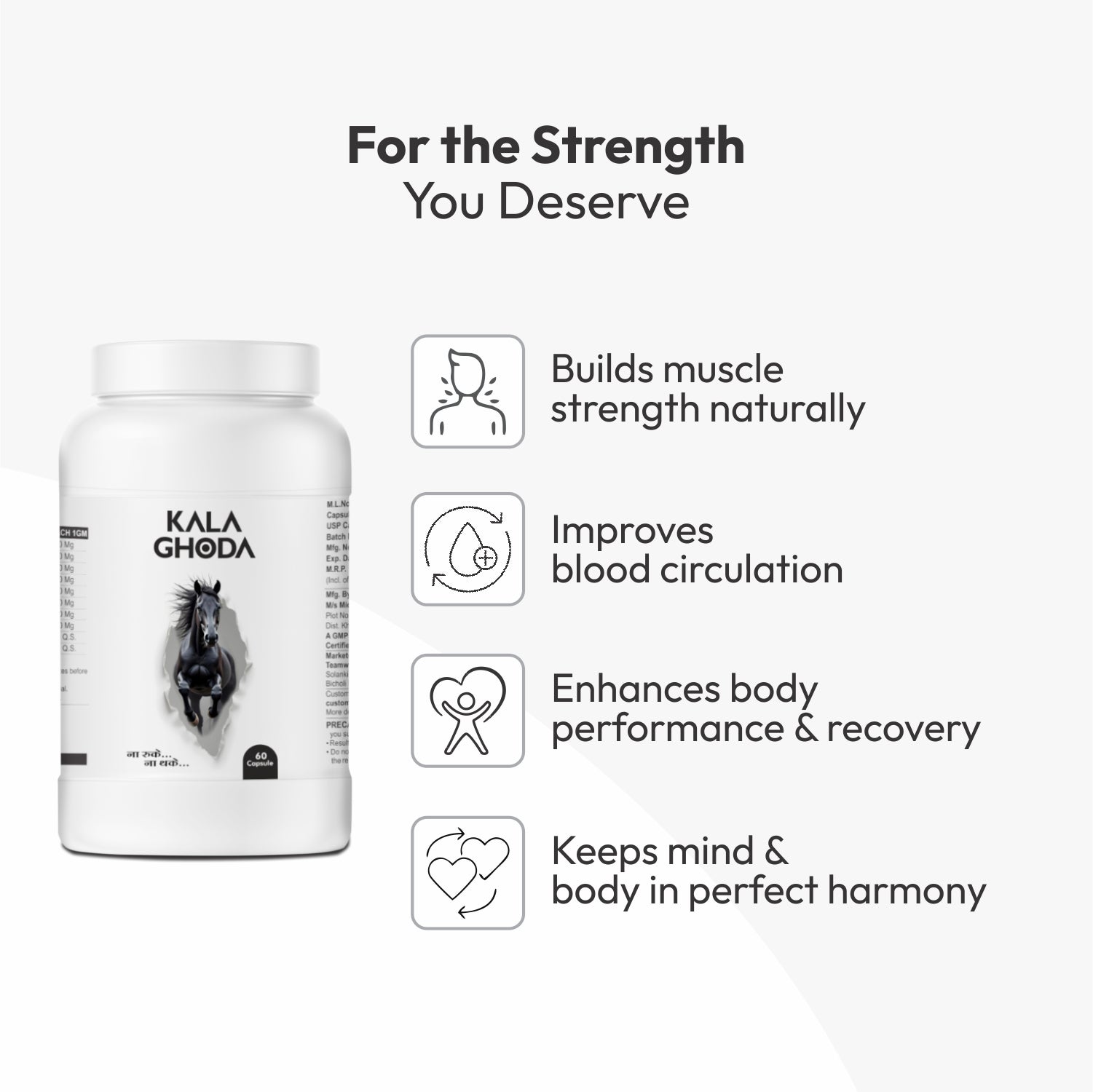 Kala Ghoda Capsule from Vanvasi Ayurveda is a traditional Ayurvedic herbal supplement formulated to support men’s overall vitality, energy, and daily wellness. Enriched with herbs like Ashwagandha, Shilajit, Safed Musli, and Kaunch Beej, it helps maintain natural energy levels, encourages endurance, and promotes balanced well-being as part of a healthy lifestyle.

