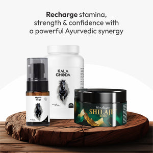 A thoughtfully crafted Ayurvedic combination designed to support men’s stamina, energy, and overall vitality. This triple-support formula works internally and externally to encourage balanced wellness, maintain endurance, and promote sustained confidence naturally.

