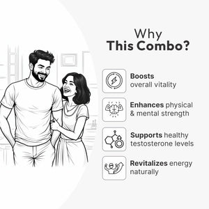 An Ayurvedic herbal duo thoughtfully crafted to support men’s energy, endurance, and overall vitality. Kala Ghoda Capsules help maintain stamina and daily resilience, while Shilajit supports natural strength and sustained energy — together promoting balanced men’s wellness and long-term well-being.

