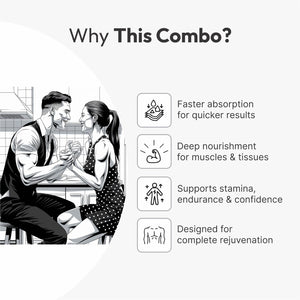 An Ayurvedic wellness duo that combines Kala Ghoda Oil with pure Shilajit to support men’s vitality, energy, and overall well-being. The oil encourages healthy circulation and external nourishment, while Shilajit helps maintain internal balance, strength, and sustained endurance for daily confidence and resilience.

