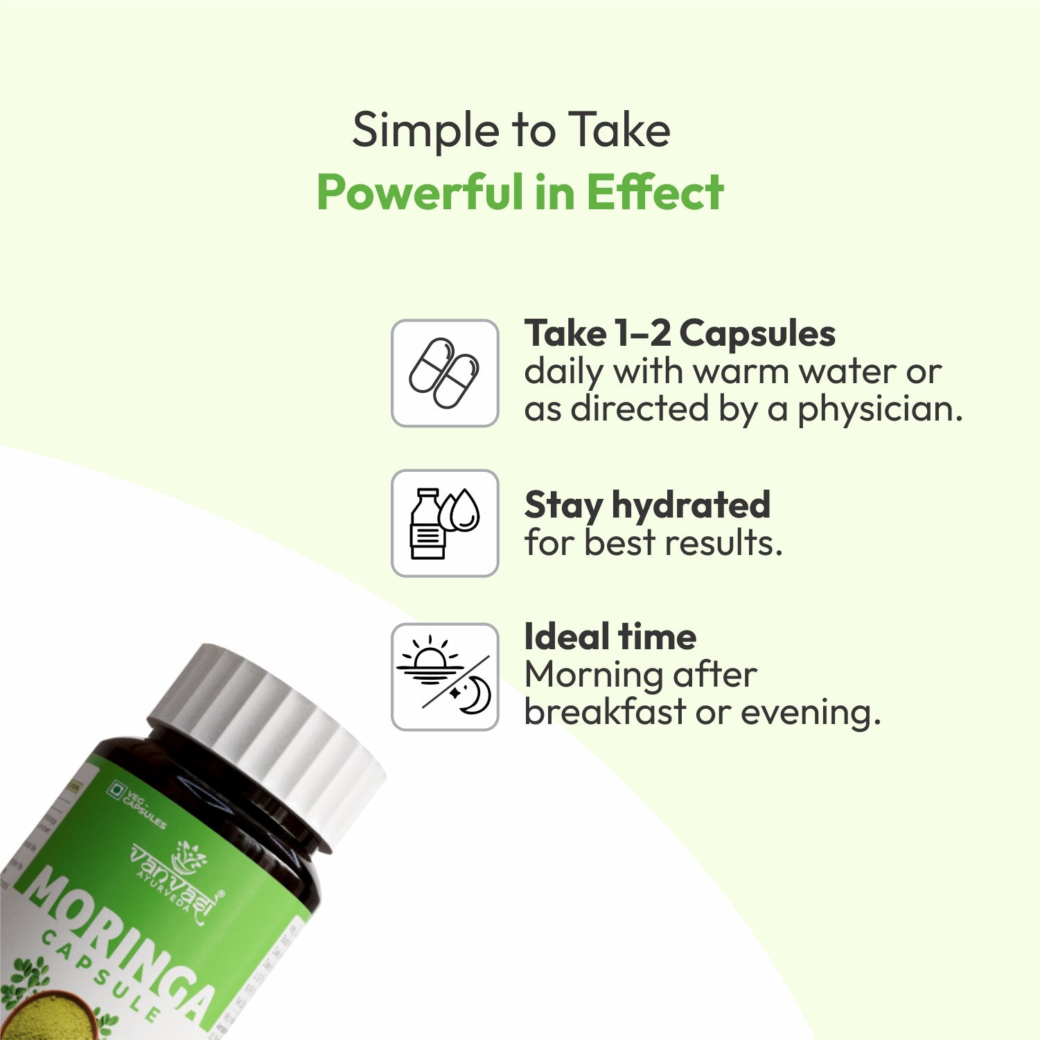 Moringa capsules provide a natural boost of energy, supports immune health, enhances digestion, and delivers powerful antioxidants. Rich in essential vitamins and minerals, they also support healthy skin and hair, helping you feel active, nourished, and balanced every day.