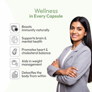 Spirulina capsules deliver a powerful dose of plant-based protein, essential vitamins, and antioxidants. They supports immunity, improves digestion, and promotes detoxification.