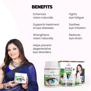Vanvasi Ayurveda Arogya Netram Drops & Capsules Combo is a powerful Ayurvedic solution made with Bhringraj, Turmeric, and Pippali to relieve eye strain, dryness, and black spots. This combo improves retinal circulation, supports vision, and is ideal as the best eye drops for dry eyes and eye pain.